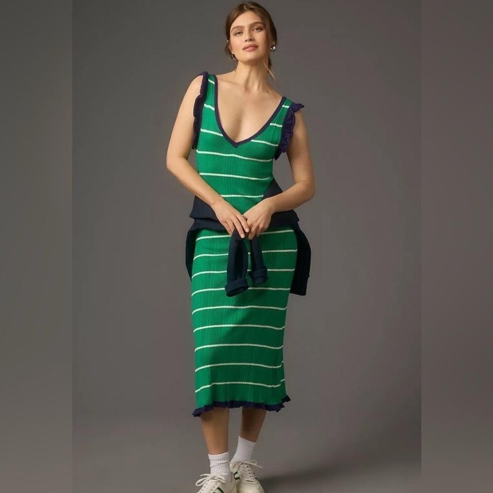 Daily practice Anthropologie striped knit midi dress EUC size XS